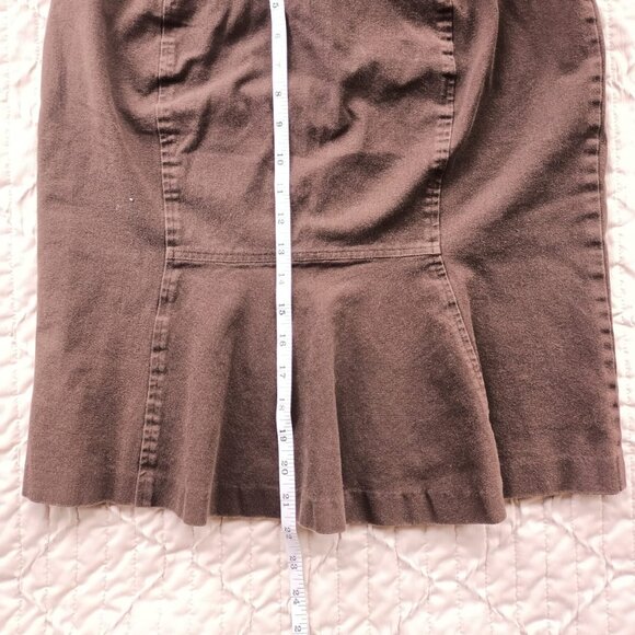 Chaps Brown Cotton Skirt - Size 6 - Stretch Fit - Picture 5 of 9